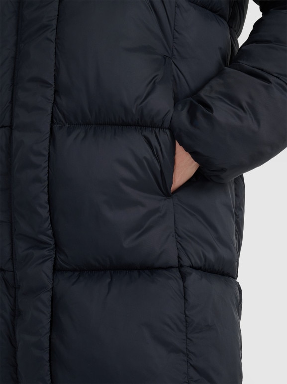 Damski płaszcz puchowy pikowany 4F 4FWAW25TDJAF586 - czarny