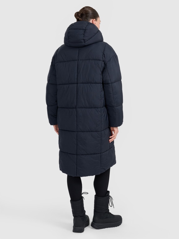 Damski płaszcz puchowy syntetyczny 4F 4FWAW25TDJAF588 - czarny