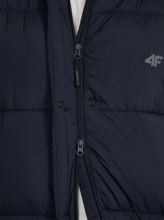 Damski płaszcz puchowy syntetyczny 4F 4FWAW25TDJAF588 - czarny