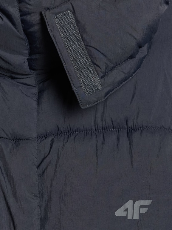 Damski płaszcz puchowy syntetyczny 4F 4FWAW25TDJAF588 - czarny