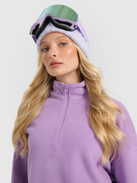 Damski polar oversize 4F 4FRAW25TFLEF449 - fioletowy