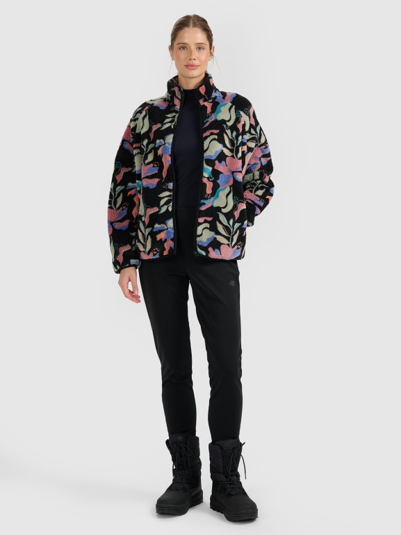 Damski polar rozpinany bez kaptura 4F 4FRAW25TFLEF499 - multikolor