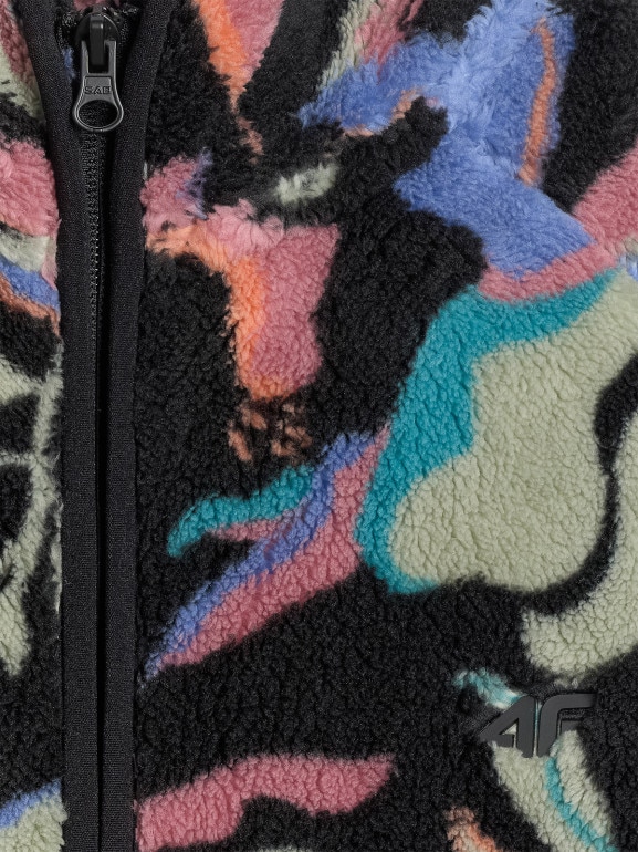 Damski polar rozpinany bez kaptura 4F 4FRAW25TFLEF499 - multikolor