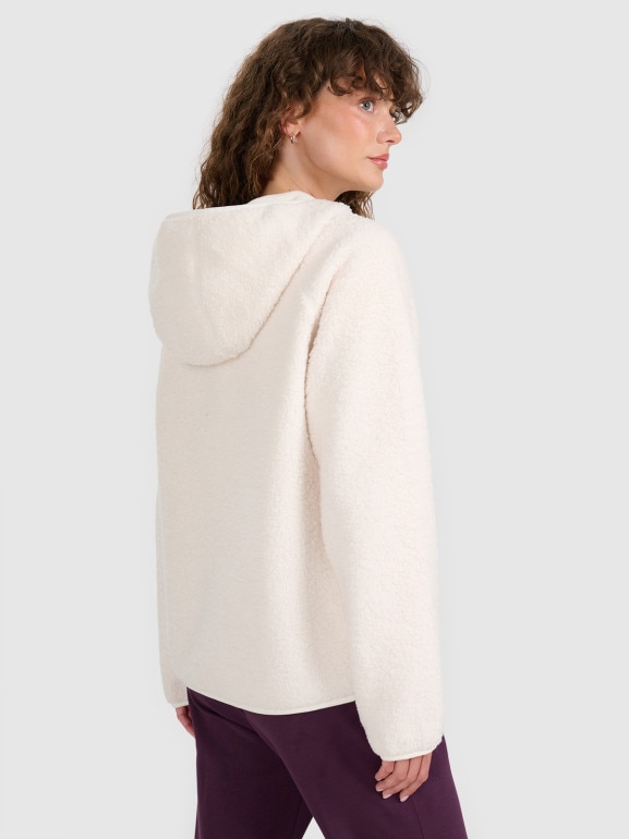 Damski polar rozpinany z kapturem 4F 4FWAW25TFLEF330 - biały