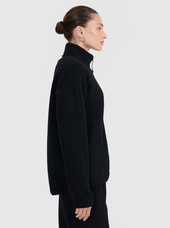 Damski polar szerpa rozpinany bez kaptura 4F 4FWAW25TFLEF328 - czarny