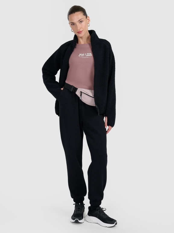 Damski polar szerpa rozpinany bez kaptura 4F 4FWAW25TFLEF328 - czarny