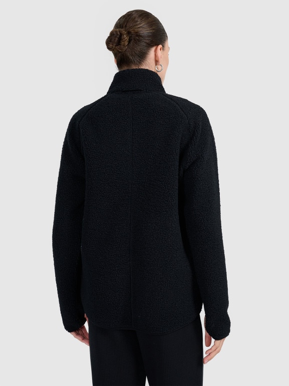 Damski polar szerpa rozpinany bez kaptura 4F 4FWAW25TFLEF328 - czarny
