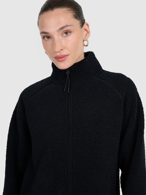 Damski polar szerpa rozpinany bez kaptura 4F 4FWAW25TFLEF328 - czarny