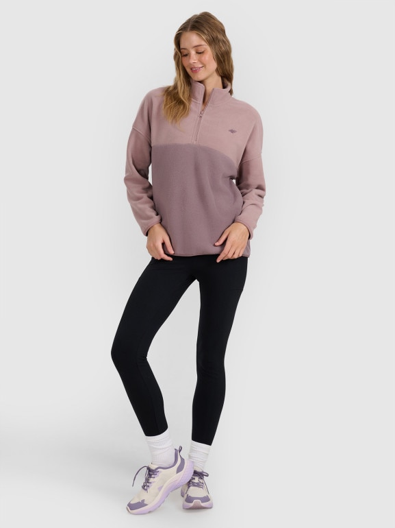 Damski polar ze stójką 4F 4FWAW25TFLEF421 - beżowy