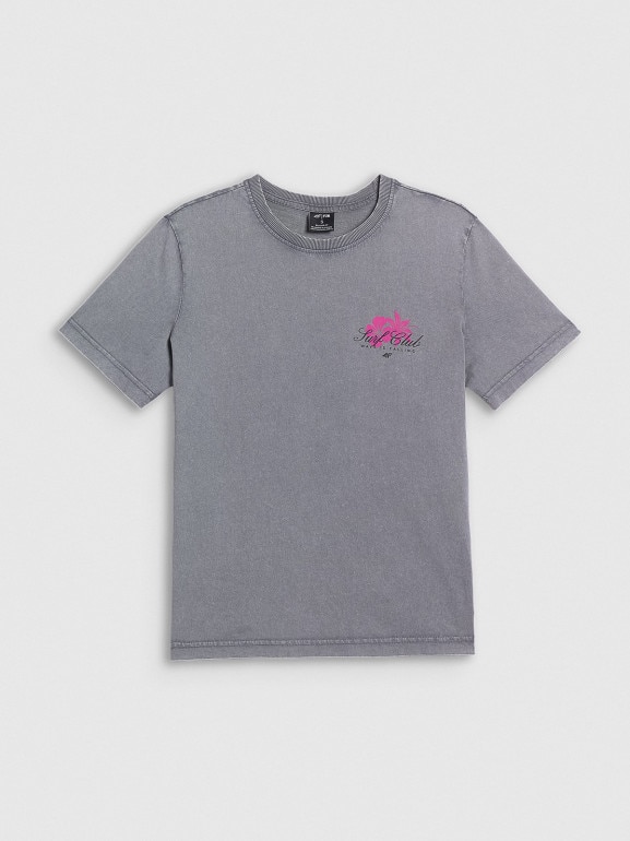 Damski t-shirt z nadrukiem 4F 4FRSS26TTSHF4515 - szary
