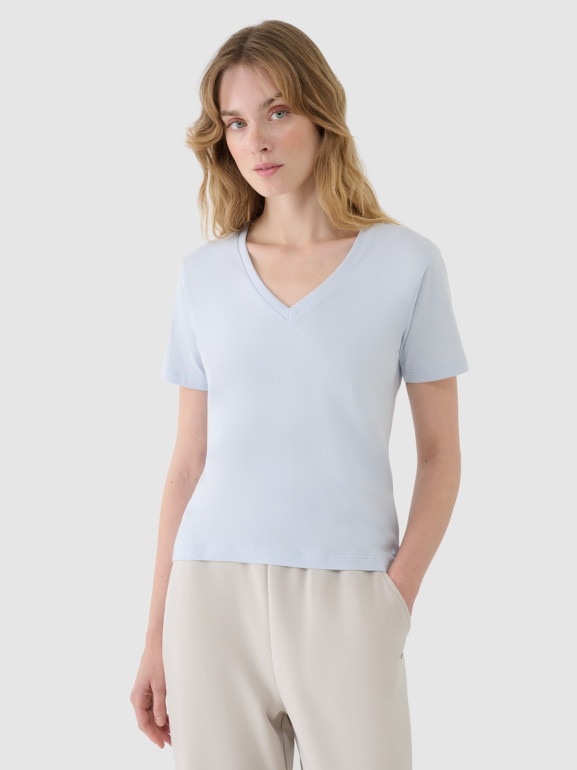 Damski t-shirt basic 4F4FWSS25TTSHF1992 - niebieski