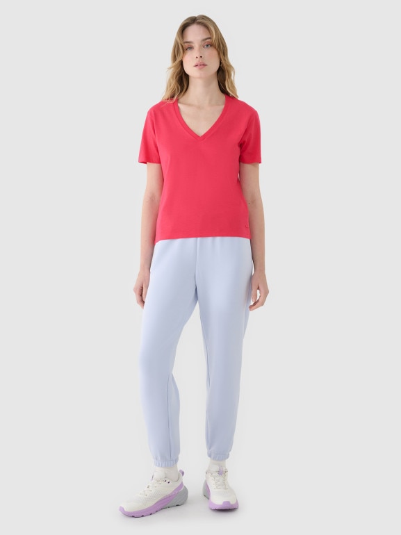 Damski t-shirt basic 4F4FWSS25TTSHF1992 - różowy