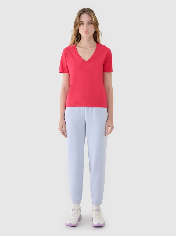 Damski t-shirt basic 4F4FWSS25TTSHF1992 - różowy