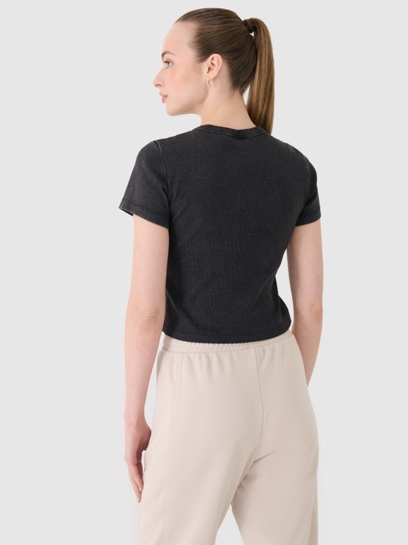 Damski t-shirt basic 4F 4FRSS25TTSHF2696 - czarny