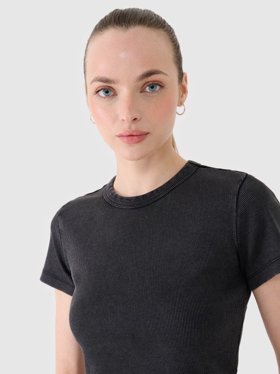 Damski t-shirt basic 4F 4FRSS25TTSHF2696 - czarny