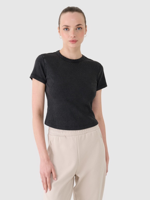 Damski t-shirt basic 4F 4FRSS25TTSHF2696 - czarny