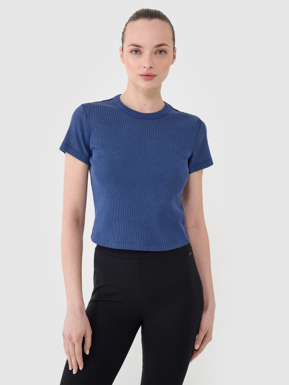 Damski t-shirt basic 4F 4FRSS25TTSHF2696 - granatowy