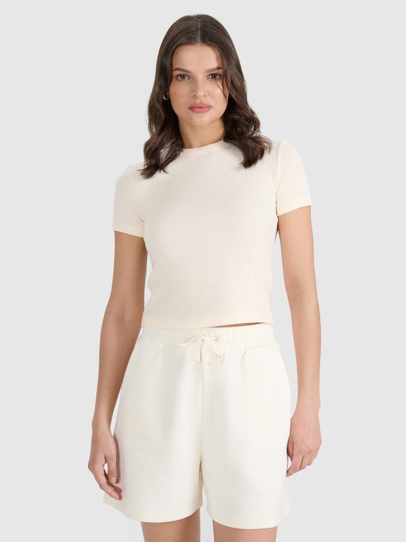 Damski t-shirt basic 4F 4FRSS25TTSHF2749 - biały