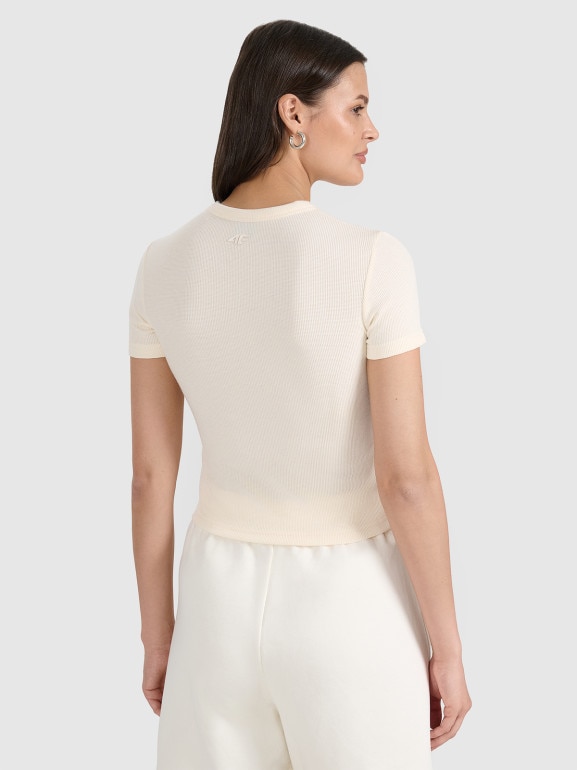 Damski t-shirt basic 4F 4FRSS25TTSHF2749 - biały