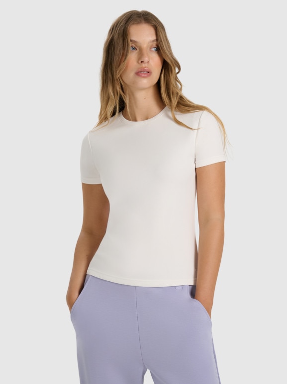 Damski t-shirt basic 4F 4FWAW25TTSHF2712 - biały