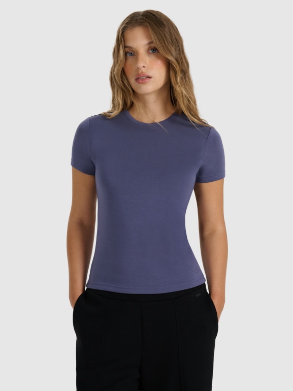 Damski t-shirt basic 4F 4FWAW25TTSHF2712 - niebieski