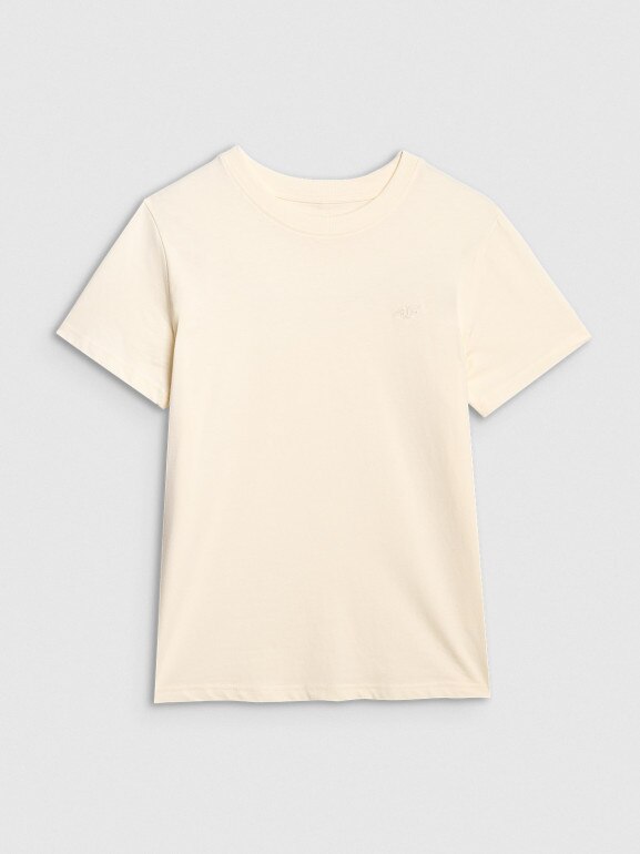 Damski t-shirt basic 4F 4FWAW25TTSHF297 - beżowy