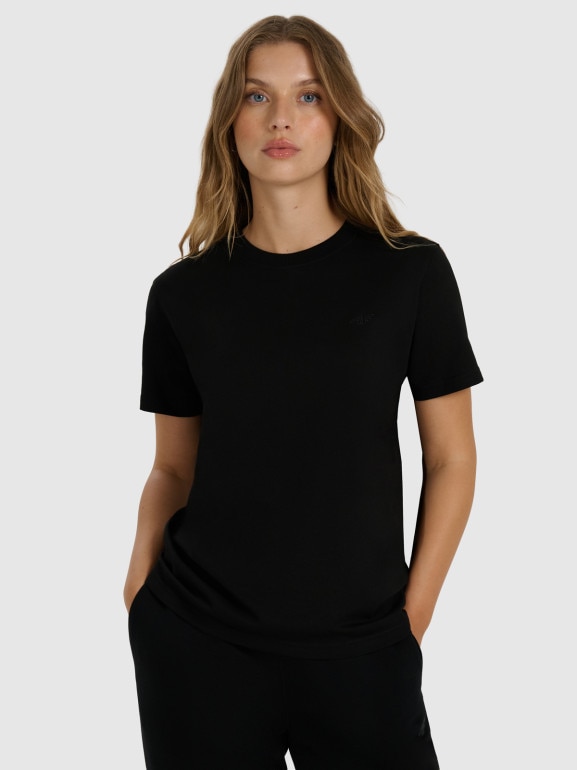 Damski t-shirt basic 4F 4FWAW25TTSHF297 - czarny