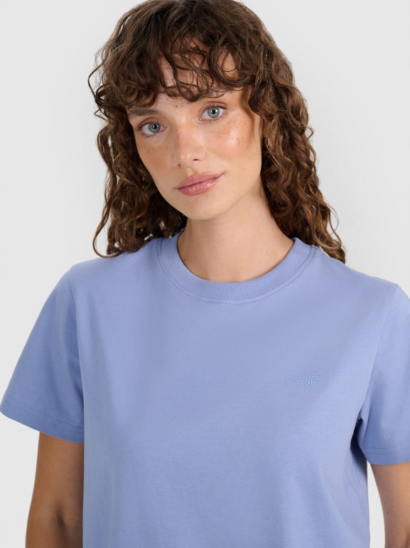 Damski t-shirt basic 4F 4FWAW25TTSHF297 - niebieski