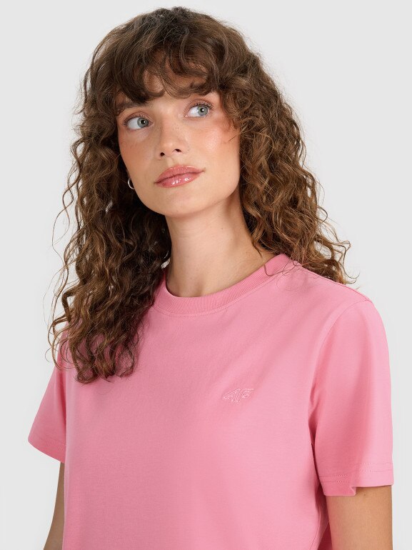 Damski t-shirt basic 4F 4FWAW25TTSHF297 - różowy