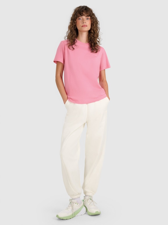 Damski t-shirt basic 4F 4FWAW25TTSHF297 - różowy