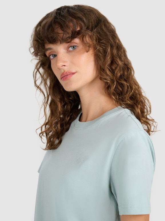 Damski t-shirt basic 4F 4FWAW25TTSHF297 - zielony