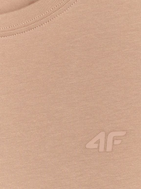 Damski t-shirt basic 4F 4FWMM00TTSHF2356 - beżowy