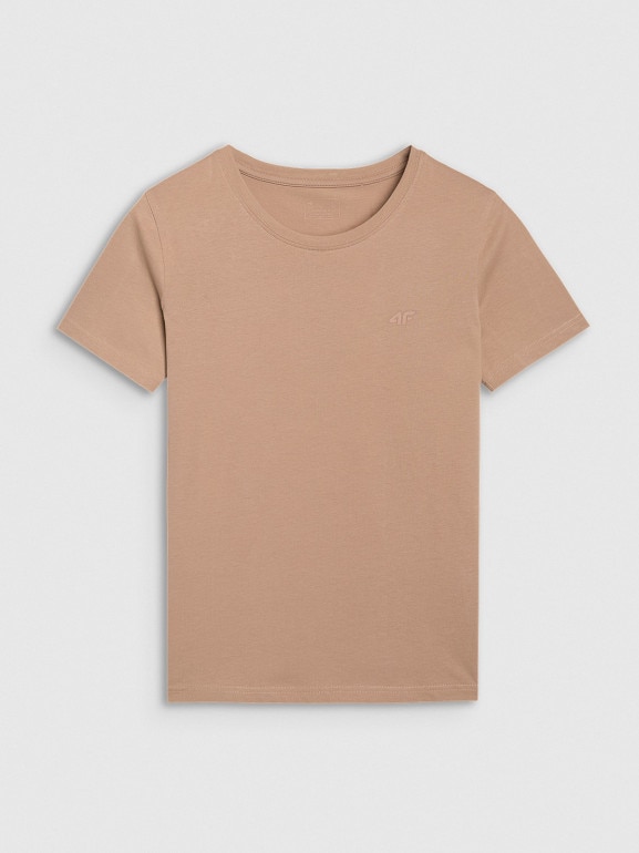 Damski t-shirt basic 4F 4FWMM00TTSHF2356 - beżowy