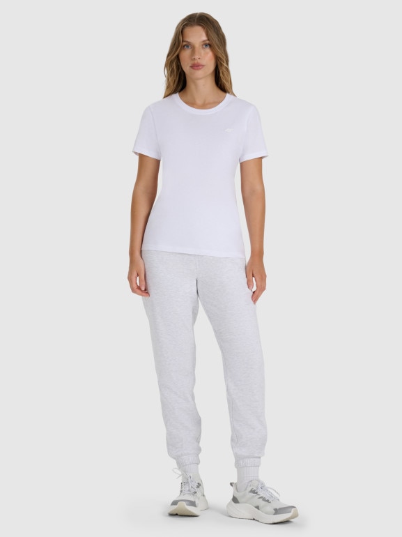 Damski t-shirt basic 4F 4FWMM00TTSHF2356 - biały