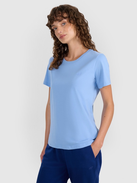 Damski t-shirt basic 4F 4FWMM00TTSHF2356 - niebieski