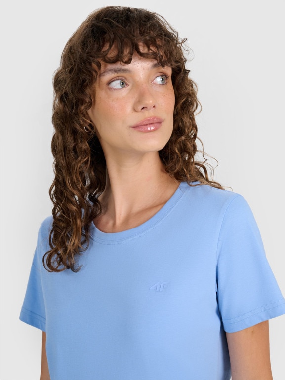 Damski t-shirt basic 4F 4FWMM00TTSHF2356 - niebieski