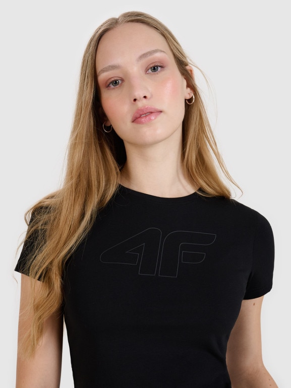 Damski t-shirt basic 4F 4FWMM00TTSHF2674 - czarny