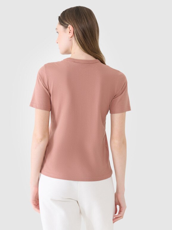 Damski t-shirt basic 4F 4FWSS25TTSHF1991 - beżowy