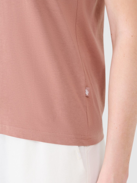 Damski t-shirt basic 4F 4FWSS25TTSHF1991 - beżowy