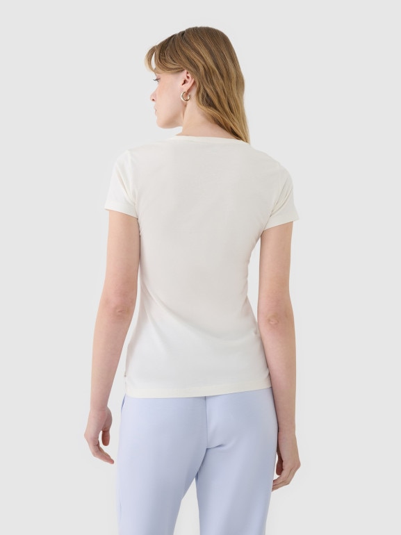 Damski t-shirt basic 4F 4FWSS25TTSHF1995 - biały
