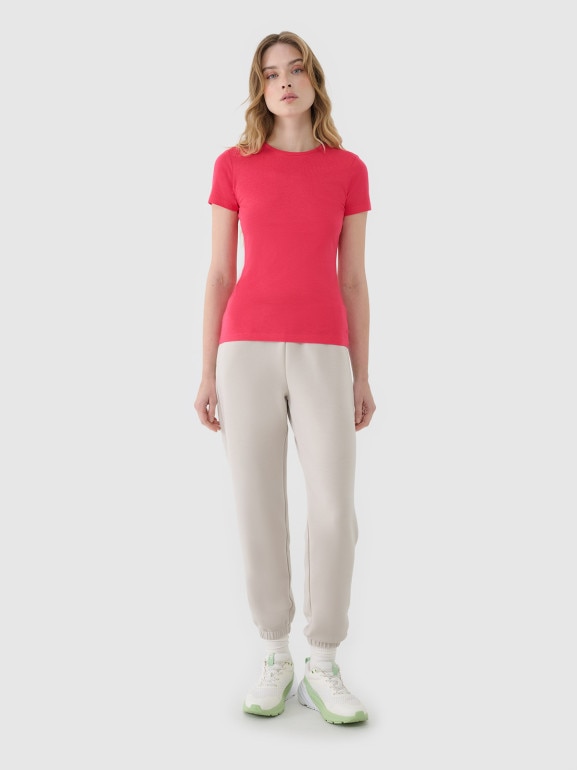 Damski t-shirt basic 4F 4FWSS25TTSHF1995 - różowy