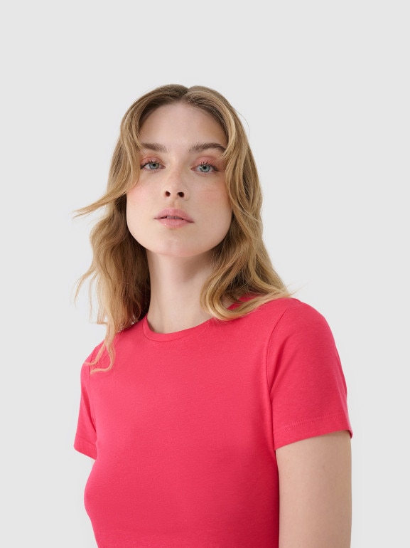 Damski t-shirt basic 4F 4FWSS25TTSHF1995 - różowy