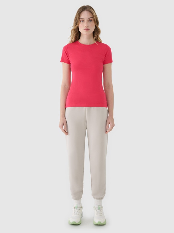 Damski t-shirt basic 4F 4FWSS25TTSHF1995 - różowy