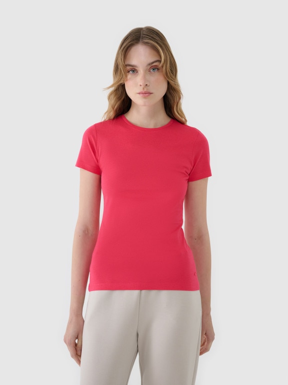 Damski t-shirt basic 4F 4FWSS25TTSHF1995 - różowy