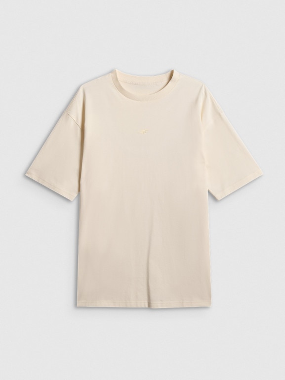 Damski t-shirt basic 4F 4FWSS26TTSHF2744 - beżowa
