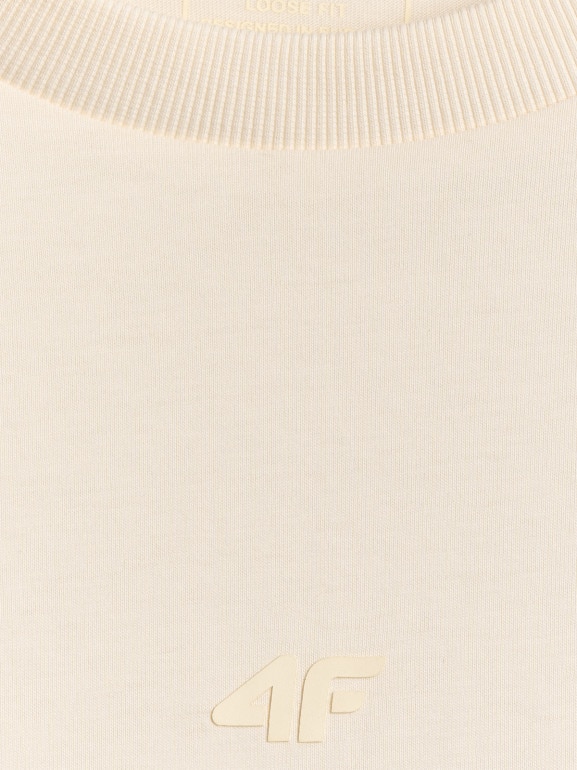 Damski t-shirt basic 4F 4FWSS26TTSHF2744 - beżowa