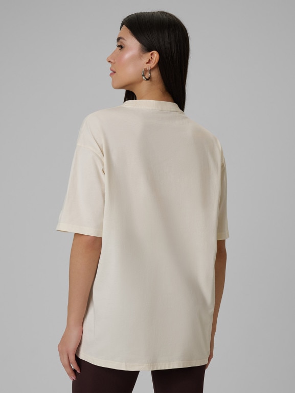 Damski t-shirt basic 4F 4FWSS26TTSHF2744 - beżowa