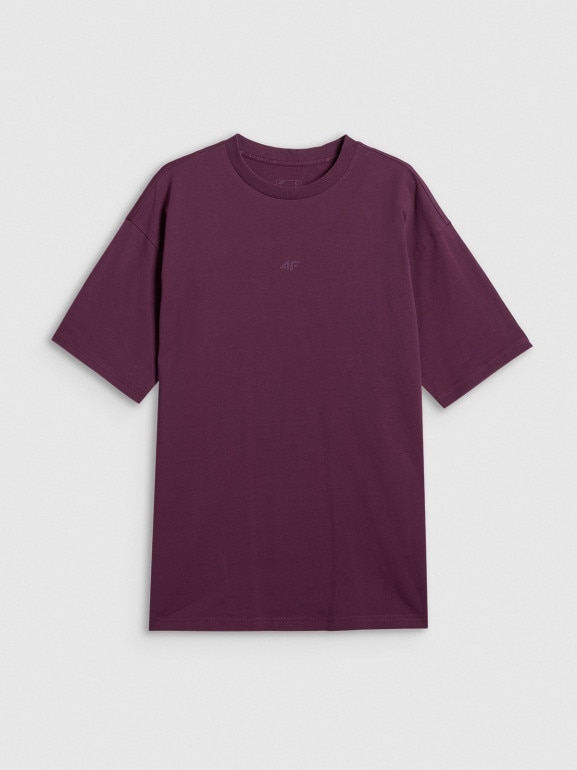 Damski t-shirt basic 4F 4FWSS26TTSHF2744 - burgundowy