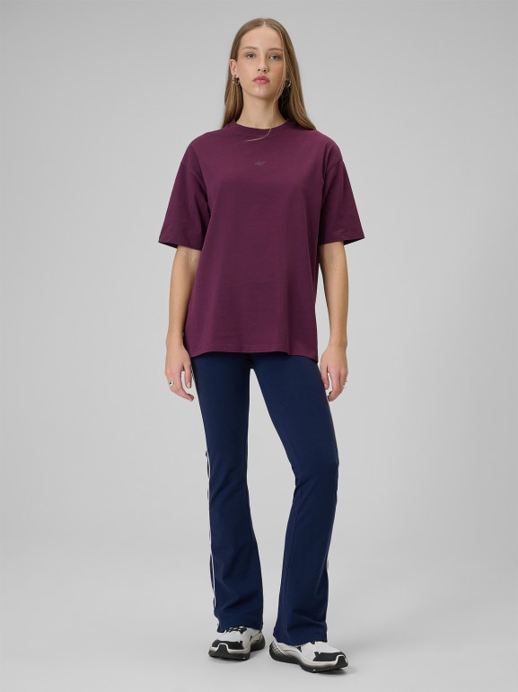 Damski t-shirt basic 4F 4FWSS26TTSHF2744 - burgundowy