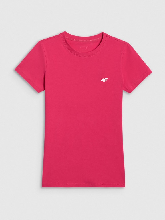 Damski t-shirt basic 4F 4FWSS26TTSHF2771 - różowy